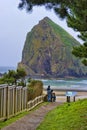 Brothers at Cannon Beach on Oregon Coast Royalty Free Stock Photo