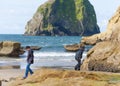 Brothers explore the tidepools at Cape Kiwanda