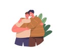 Brothers or Friends Characters Embrace In A Heartfelt Hug. Smiles And Warmth Exchanged, A Bond Unbroken By Time Royalty Free Stock Photo