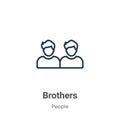 Brothers outline vector icon. Thin line black brothers icon, flat vector simple element illustration from editable people concept Royalty Free Stock Photo