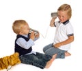 Brothers on the phone Royalty Free Stock Photo