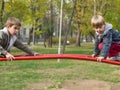 Brothers playing in the park