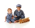 Brothers Playing Train Royalty Free Stock Photo