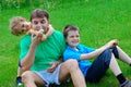 Brothers And Uncle In Meadow