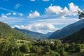 Broto, church with the mountains at bottom, Pyrinees