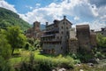 Broto, church with the mountains at bottom, Pyrinees Spain Royalty Free Stock Photo