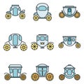 Brougham carriage icons set vector color