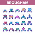 Brougham Collection Elements Icons Set Vector