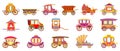 Brougham icons set cartoon vector. Horse carriage Royalty Free Stock Photo