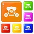 Brougham icons set vector color