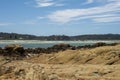 Broulee Bay and beach from near Candlagan Creek, NSW, Australia