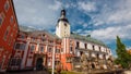 Broumov Monastery exterior during sunny day with blue sky, Nachod district, Czech Republic