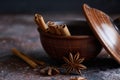Broun bowl with mulled wine flavoring: cinnamon, star anise