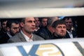 Brovary, UKRAINE, 4.12.2010 Ukrainian politician, boxer Vitali Klitschko, Chechen President Ramzan Kadyrov. Watching the fight in