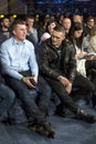 Brovary. Ukraine, 14.11.2015 boxing champion Usyk is sitting as a spectator in auditorium