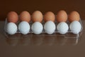 Brovn and white eggs Royalty Free Stock Photo