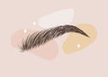 Brow bar logo. Hand drawn female eyebrows. Permanent make-up and microblading. Linear vector Illustration in trendy