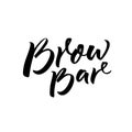 Brow bar text for logo. Calligraphy inscription for beauty salon. Black brush lettering isolated on white background.