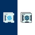 Brower, Internet, Web, Globe  Icons. Flat and Line Filled Icon Set Vector Blue Background Royalty Free Stock Photo