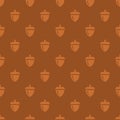 Brown acorn oak seamless pattern, nuts background illustration - Vector