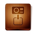 Brown Action extreme camera icon isolated on white background. Video camera equipment for filming extreme sports. Wooden