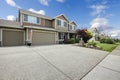 Brown American house with walkway