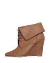 Brown ankle women boot on a white background