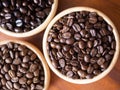 brown arabica coffee bean roast 3 level medium to dark different taste seed caffeine espresso drink food cafe beverage Chiang Rai Royalty Free Stock Photo