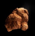 Brown aragonite mineral from Ural, Russia isolated on black background. For geology mineralogy magazines websites