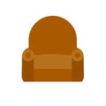 Brown armchair. Soft classic seat.