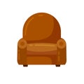 Brown armchair. Soft classic seat. Detail of interior of the living room