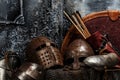 Brown armours on gray background Royalty Free Stock Photo