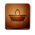 Brown Aroma candle icon isolated on white background. Wooden square button. Vector