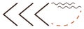 Arrow shapes with dashed arc and wavy lines representing movement, direction, and motion dynamics Royalty Free Stock Photo
