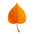 Brown autumn leaf icon, cartoon style