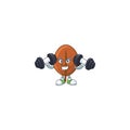 Brown autumn leaves isolated with bring barbell mascot