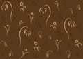 Brown background with abstract flowers brush.