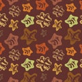 Brown background with varicoloured elements