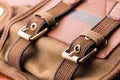 Brown backpack buckle