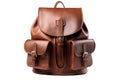 Brown Backpack On White Background Royalty Free Stock Photo