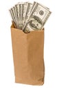 Brown Bag Full Of Money Isolated On White Royalty Free Stock Photo