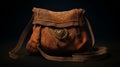 Detailed Brown Bag On Dark Background With Unreal Engine 5 Motifs