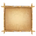 Brown bamboo sticks frame with old papyrus background Royalty Free Stock Photo