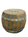 Brown barrel stylized as a bar table on white background