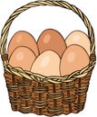 Brown basket full of eggs