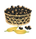 A Brown Basket of Sweet Banana Candies with Cashew