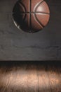 brown basketball ball falling Royalty Free Stock Photo