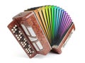 Brown bayan (accordion) colors of the rainbow Royalty Free Stock Photo