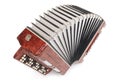 Brown bayan (accordion) top view isolated