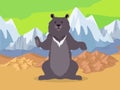 Brown Bear in Asia Mountains Icon. Vector
